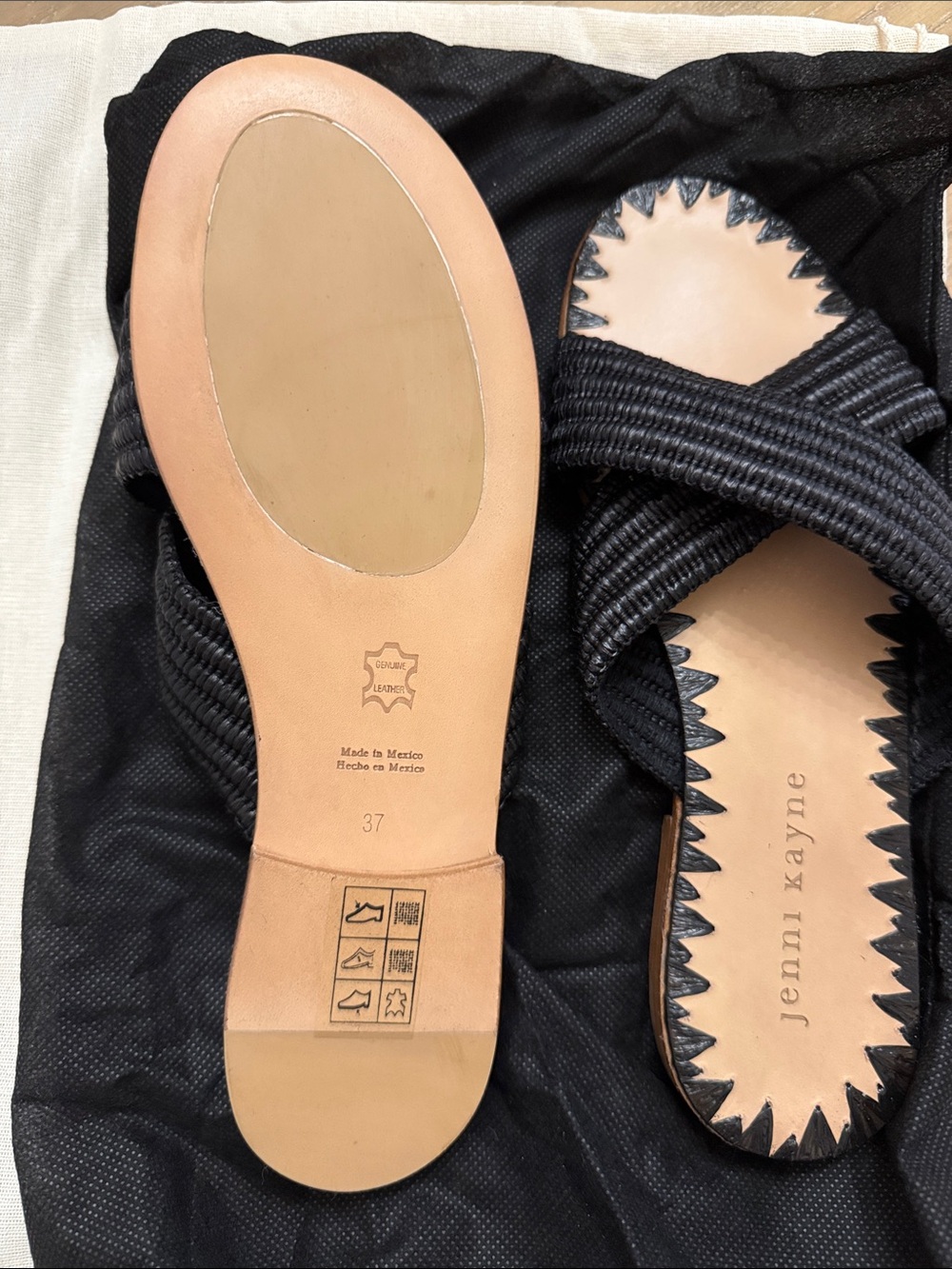 Jenni Kayne Black Woven Crisscross Slide Sandals with Tan Footbed. NEVER WORN - Picture 2 of 2